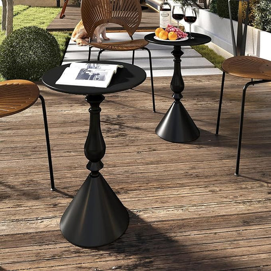 Benkyo Living Room Side Tables Set of 2 Black Round Small End Tables livingroom Sofa End Tables Set of 2 Metal Nightstands Morden Side Table for Bedroom，Black
