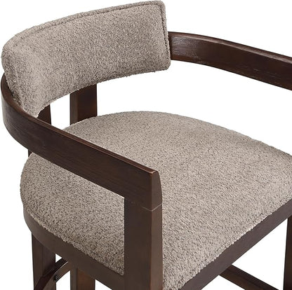 Christopher Knight Home Set of 2 Ryland Modern 26" Counter Height Bar Stools, Fabric Upholstered Counter Stools,Wooden Kitchen Island Armchair with Footrest, Round Backrest, Soft Seating, Espresso