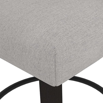 Counter Height Bar Stools Set of 2, 360°Swivel Upholstered Barstools with Back and Solid Wood Legs, 26" H Seat Height, Fabric in Fog Grey