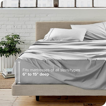 Bare Home Twin Sheet Set - 1800 Ultra-Soft Microfiber Bed Sheets - Double Brushed - Deep Pockets - Easy Fit - Extra Soft - 3 Piece Set - Bedding Sheets & Pillowcases (Twin, Cloud Grey)