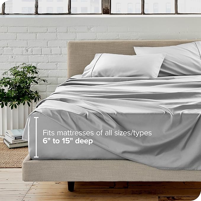 Bare Home Ultra-Soft Split Cal King Sheet Set - Luxury 1800 - Hydro-Brushed - Deep Pockets - Easy Fit - 4 Piece Set - Bedding Sheets & Pillowcases (Split California King, Cloud Grey)