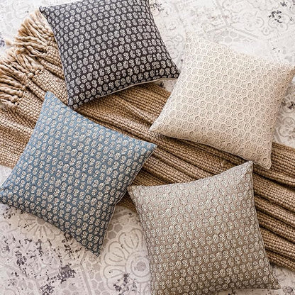 Foindtower Set of 2 Decorative Neutral Floral Print Throw Pillow Covers Vintage Accent Farmhouse Cushion Covers Boho Home Decor for Sofa Chair Couch Bedroom Living Room Outdoor,18×18 Inch,Ivory Beige