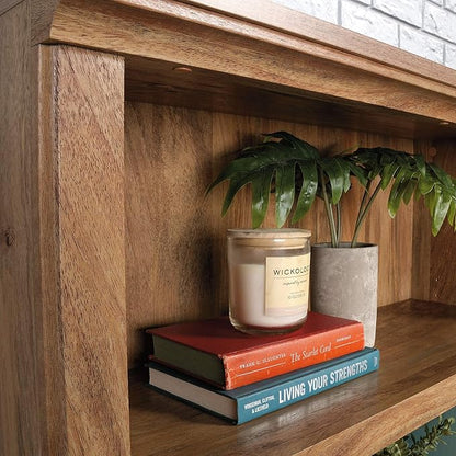 Sauder Miscellaneous Storage Transitional 3-Shelf 2-Door Bookcase/ Book shelf, Sindoori Mango finish