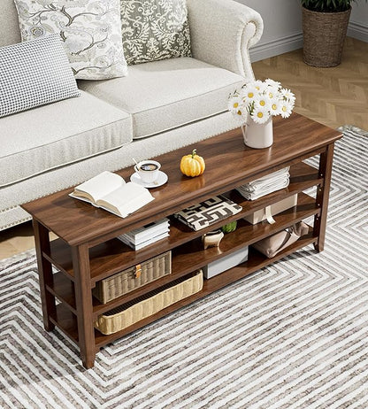 Wooden Storage Shoe Bench, Entryway Bench with 3-Tiers Height Adjustable, Shoe Rack Front Doors Entrances for Hallway Living Room,Mudrooms (Brown,47.2")