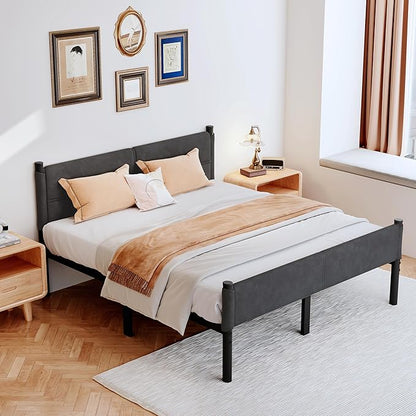 Metal Bed Frame,14Inch Queen Size Bed Frame with Storage Space,Heavy Duty Sturdy Mattress Foundation,Easy Assembly,No Box Spring Needed,Queen Grey