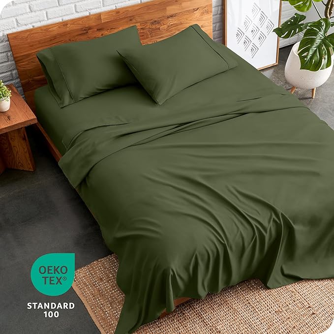 Bare Home California King Sheet Set - 1800 Ultra-Soft Microfiber Cal King Bed Sheets - Double Brushed - Deep Pockets - Easy Fit - 4 Piece Set - Bed Sheets (California King, Cypress)