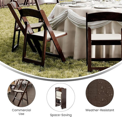 Flash Furniture Hercules Folding Resin– 2 Pack 800LB Weight Capacity Event Chair, Set of 2, Dark Brown