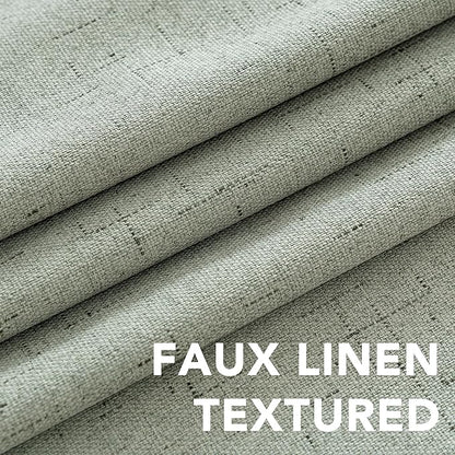 H.VERSAILTEX Primitive Linen Curtains 100% Blackout Curtain Drapes Burlap Fabric Curtains with White Thermal Insulated Liner, Grommet Top Drapes Living Room/Bedroom (2 Panels, 42 x 45 Inch, Sage)