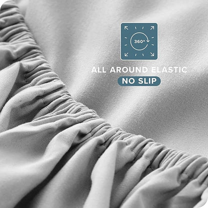 Bare Home Short Queen Sheet Set - 1800 Ultra-Soft Microfiber - Double Brushed - Deep Pockets - Easy Fit - 4 Piece Set - Bed Sheets (Short Queen, Cloud Grey)