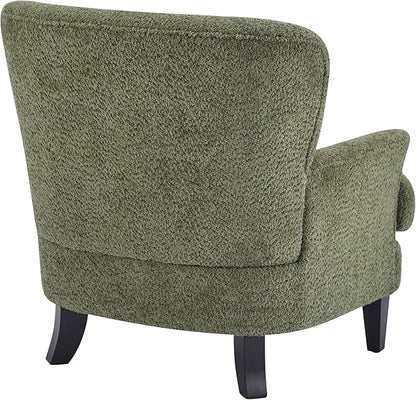Christopher Knight Home Colby Boucle Upholstered Club Chair, Living Room Accent Chair, Wooden Frame, Flared Armrest, Plush Thick Cushion, Reading Lounge Chair, Space-Saving Furniture, Olive Green