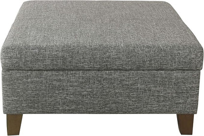HomePop Home Decor | Luxury Square 32” Storage Ottoman with Lift Off Lid | Ottoman with Storage for Living Room & Bedroom, Slate Gray
