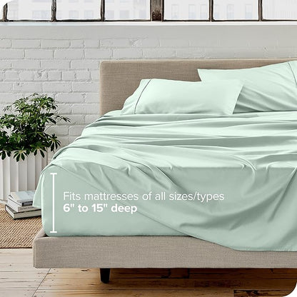 Bare Home Queen Sheet Set - Luxury 1800 Ultra-Soft Microfiber Bed Sheets - Double Brushed - Deep Pockets - Easy Fit - 4 Piece Set - Bedding Sheets & Pillowcases (Queen, Spring Mint)