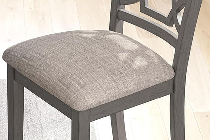 Signature Design by Ashley Wrenning Modern Diamond Patterned Dining Table with 4 Upholstered Chairs and Bench, Set of 6, Gray & Light Gray