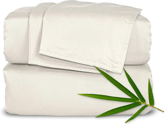 Twin XL Sheets by Pure Bamboo, Genuine 100% Organic Viscose Derived from Bamboo Bed Sheet Set, Luxuriously Soft & Cooling, Double Stitching, Lifetime Quality Promise (Twin XL, Ivory)