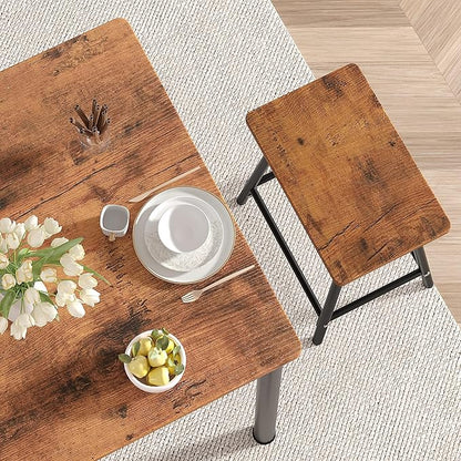 VECELO Kitchen Table and Chairs for 4, Dining Room Set with Chairs/Stools, Heavy-Duty Metal Frame with Wooden Tabletop for Small Spaces, Easy Assembly, Antique Brown