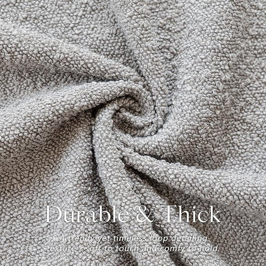 Foindtower Set of 2, Decorative Textured Boucle Throw Pillow Covers Accent Solid Pillow Cases Soft Cozy Couch Cushion Case for Chair Sofa Bedroom Living Room Home Decor 24 x 24 Inch Neutral Grey