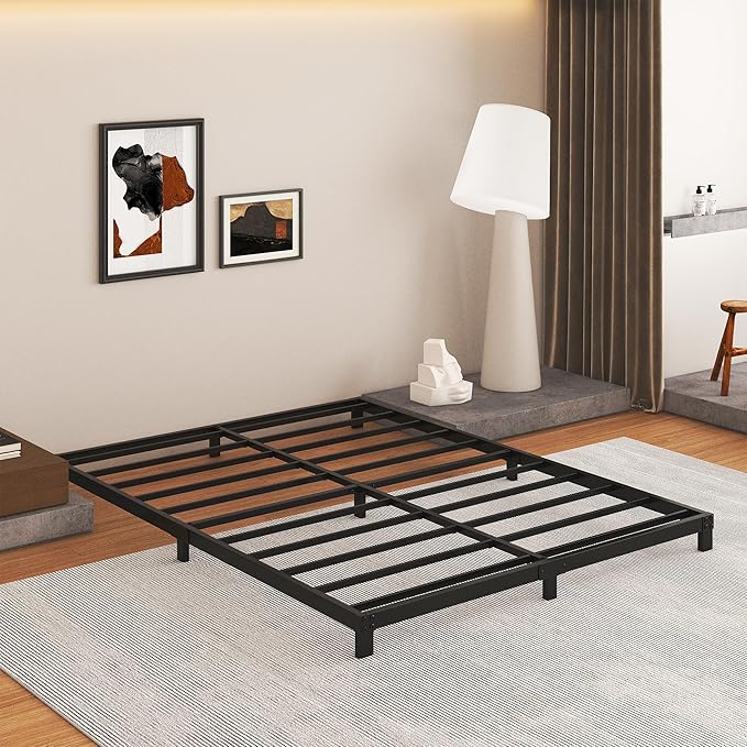 5 Inch Low King Size Bed Frame, Heavy Duty Bed Frame King Size Low Profile, No Box Spring Needed, Easy Assembly, Noise Free, Black