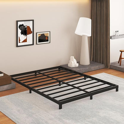 5 Inch Low Bed Frame Full, Heavy Duty Full Size Bed Frame Low Profile, No Box Spring Needed, Easy Assembly, Noise Free, Black
