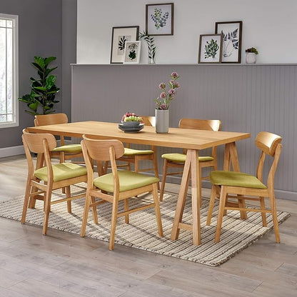 Christopher Knight Home Anthony Mid-Century Modern 7 Piece Dining Set, Green Tea and Natural Oak