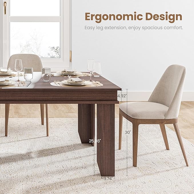 GarveeHome Farmhouse Dining Table for 6-8 People, 71" Long Brown Kitchen Tables with Wooden Sturdy Frame, 6 Ft Large Rectangular Dinner Table for Living Room, Kitchen, Dining Room