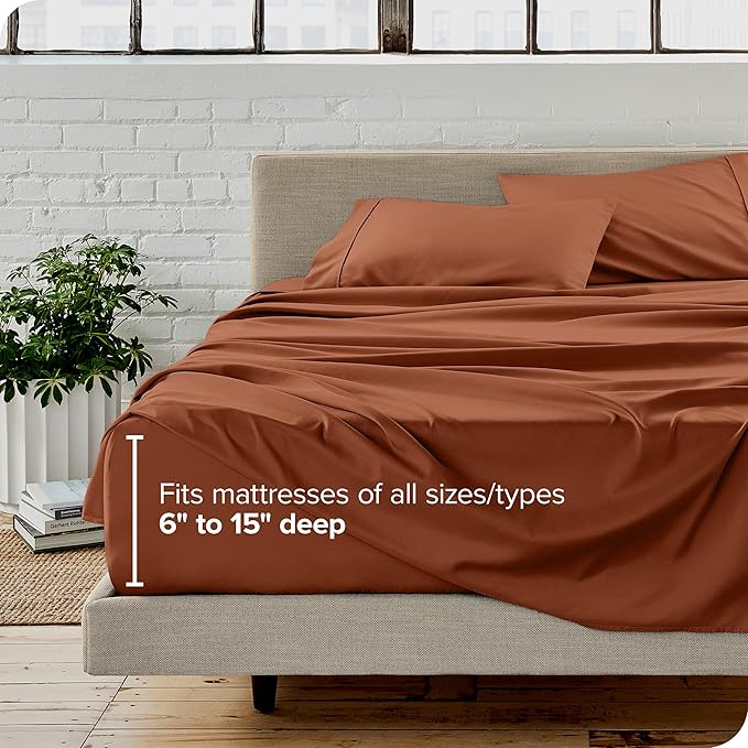 Bare Home King Sheet Set - Luxury 1800 Ultra-Soft Microfiber Queen Bed Sheets - Double Brushed - Deep Pockets - Easy Fit - 4 Piece Set - Bedding Sheets & Pillowcases (King, Terracotta)