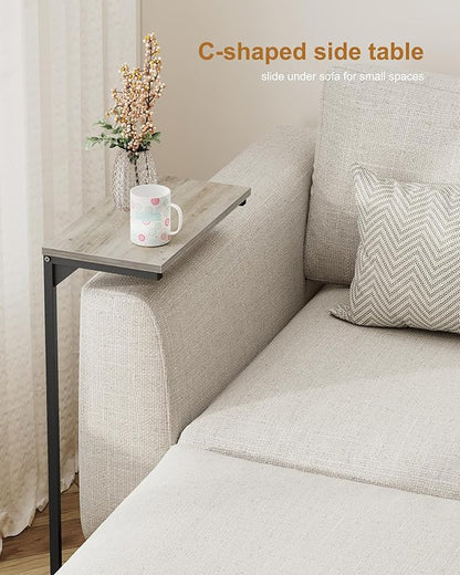 TUTOTAK C Shaped End Table, Small Side Table, 28.7 inch Tall Couch Table, Sofa Table, Living Room, Bed Room, Greige TB01BG071