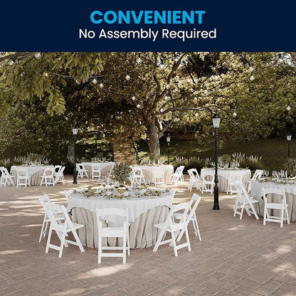 Flash Furniture Hercules Series Folding Chair - White Resin - Set of 4 800LB Weight Capacity Comfortable Event Chair - Light Weight Folding Chair