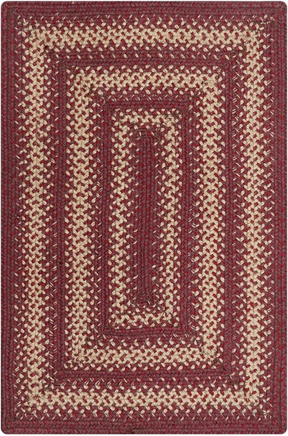 Autumn Maple Burgundy and Tan Small Braided Rug, Jute, 27"x45" Rectangle - Rustic Primitive Decor for Entryway, Bathroom, Everywhere