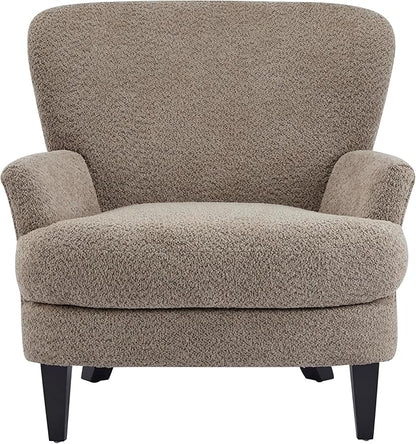 Christopher Knight Home Colby Boucle Upholstered Club Chair, Living Room Accent Chair, Wooden Frame, Flared Armrest, Plush Thick Cushion, Reading Lounge Chair, Space-Saving Furniture, Light Brown