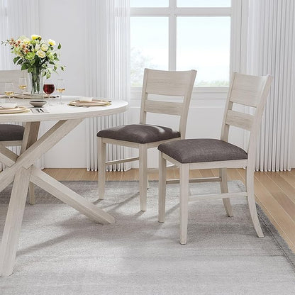 VECELO Peatuk 4-Piece Solid Wood Dining Table Set for 4-6, Modern Breakfast Dinette Kitchen Table with Chairs for Dining Room, Kitchen, Grey