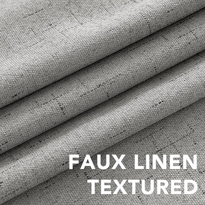 H.VERSAILTEX Primitive Linen Curtains 100% Blackout Curtain Drapes Burlap Curtains with White Thermal Insulated Liner, Grommet Top Drapes Living Room/Bedroom (2 Panels, 42 x 63 Inch, Dove Gray)