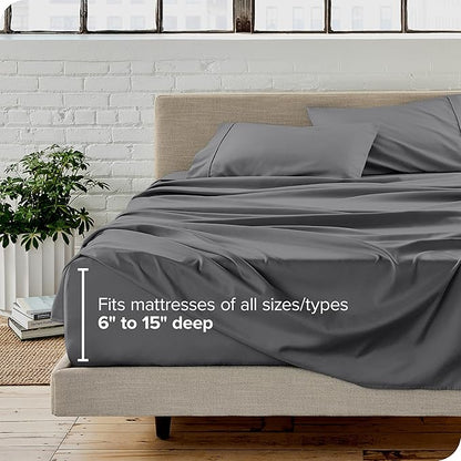 Bare Home Split California King Sheet Set - 1800 Ultra-Soft Microfiber Split California King Bed Sheets - Double Brushed - Deep Pockets - Easy Fit - 5 Piece Set - Bed Sheets (Split Cal King, Grey)