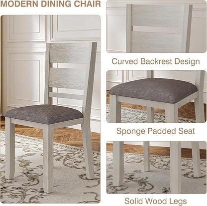 Dining Chairs Set of 4, Solid Wood Farmhouse Chairs with High Cross Back and Upholstered Seat, Easy Assembly for Indoor Home, Dinner, Kitchen, Grey