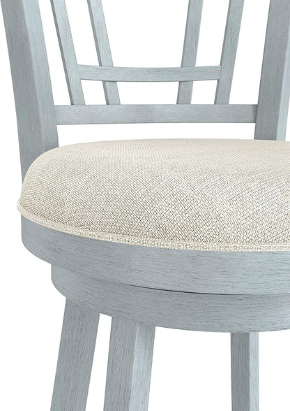Hillsdale Fairfox 30.5" Wood Swivel Bar Height Stool, Blue Wire Brush