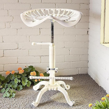 LOKKHAN Adjustable Rustic Industrial Bar Stool - Cast Iron Tractor Seat Swivel Stool - Farmhouse Metal Breakfast Bar Stool - Counter Height 19.7" to 26.8" - Perfect for Kitchen, Dining, and Pub Use