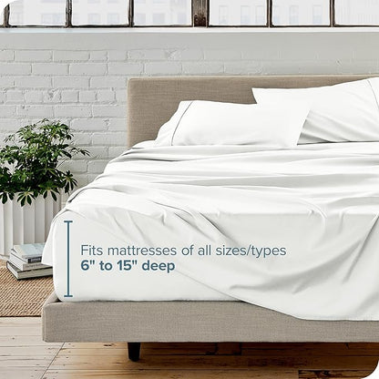 Bare Home Queen Sheet Set - Luxury 1800 Ultra-Soft Microfiber Bed Sheets - Double Brushed - Deep Pockets - Easy Fit - 4 Piece Set - Bedding Sheets & Pillowcases (Queen, Cream)