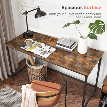 VASAGLE Computer Desk, Office Work Desk, 23.6 x 53.1 x 29.9 Inches, for Study, Bedroom, Home Office, Living Room, Rustic Brown and Ink Black ULWD043B01