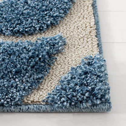 SAFAVIEH Area Rug 8x10 - Florida Shag Collection - Large - Light Blue & Cream, Scroll Design, Non-Shedding & Easy Cleaning, Plush Thick Pile, Ideal for Living Room, Bedroom, Dining Space (SG455-6011)