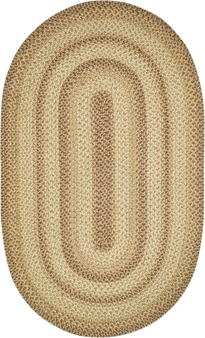 Cookie Dough Brown Oval Braided Rug, 2x3' - Handmade with Jute, Warm Country Farmhouse Decor, Perfect for Bathrooms and Entryways - Reversible and Easy to Clean