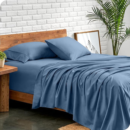 Bare Home King Sheet Set - Luxury 1800 Ultra-Soft Microfiber King Bed Sheets - Double Brushed - Deep Pockets - Easy Fit - 4 Piece Set - Bedding Sheets & Pillowcases (King, Coronet Blue)