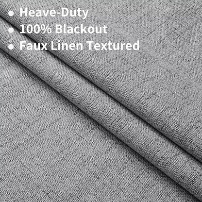 Joydeco 100% Total Blackout Curtains Custom Size for Bedroom Living Room Darkening Long Textured Drapes Thermal Insulated Back Tab & Rod Pocket 1 Panel(Light Grey,Custom Size)