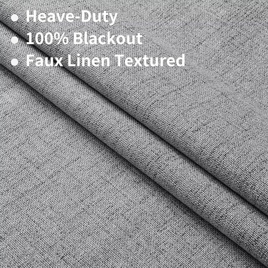 Joydeco 100% Total Blackout Curtains Custom Size for Bedroom Living Room Darkening Long Textured Drapes Thermal Insulated Back Tab & Rod Pocket 1 Panel(Light Grey,Custom Size)
