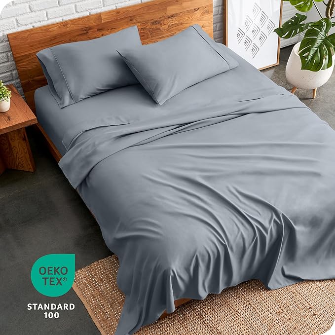 Bare Home Full Extra Long Sheet Set - 1800 Ultra-Soft Microfiber Full XL Bed Sheets - Double Brushed - Deep Pockets - Easy Fit - 4 Piece Set - Bed Sheets (Full XL, Steel Blue)