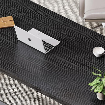 LVB Black Desk, Modern Gaming Writing Computer Desk for Home Office, Metal Wood Study Work PC Computer Table for Bedroom, Industrial Executive Student Workstation Desk, 47 Inch, Black Oak