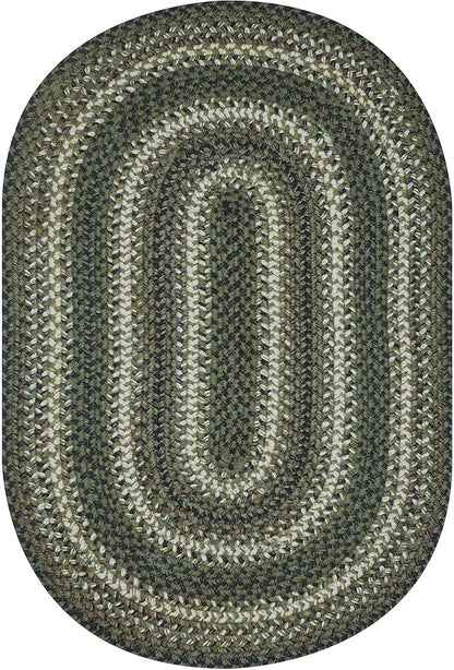 Pinecone Green Oval Braided Rug, 2x3' - Handmade with Jute, Warm Country Rustic Decor, Perfect for Bathrooms and Entryways - Reversible and Easy to Clean
