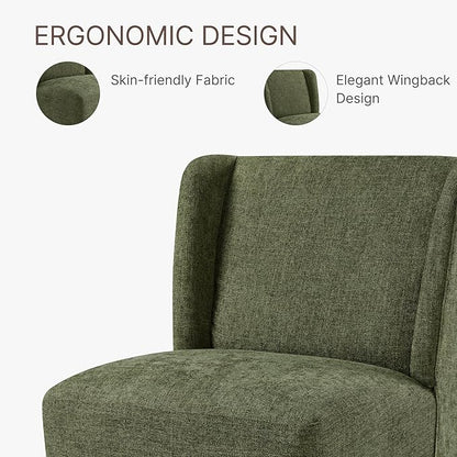 Dining Chairs with Casters Require Assembly Upholstered Wingback Single Sofa Armless Deskchair for Bedroom Waiting Room Kitchen Diningroom