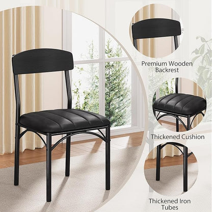 51‘’ Round Dining Table Set for 4, Kitchen Table and Chairs for 4, Circle Table Round Pedestal Dining Room Dinner Dinette Table Set,5 Piece Space Saving Wood Kitchen & Dining Room Tables (Black, 51In)