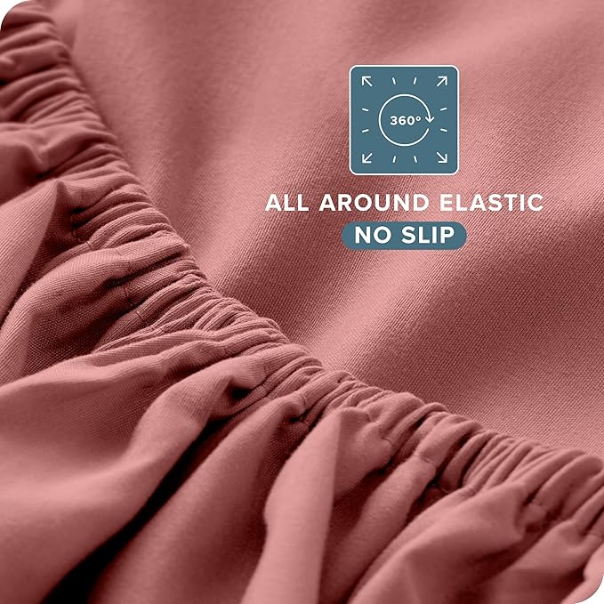 Bare Home Full XL Sheet Set - Luxury 1800 Ultra-Soft Microfiber Full Extra Long Bed Sheets - Double Brushed - Deep Pockets - Easy Fit - 4 Piece Set - Bedding Sheets & Pillowcases (Full XL, Dusty Rose)