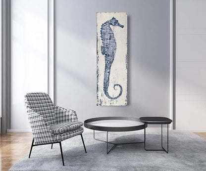 Yihui Arts Seahorse Wall Art Hand Painted Costal Paintings Blue Pictures Canvas Artwork for Living Room Bedroom Decoration