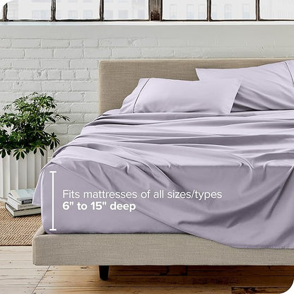 Bare Home King Sheet Set - 1800 Ultra-Soft Microfiber King Bed Sheets - Double Brushed - Deep Pockets - Easy Fit - 4 Piece Set - Bed Sheets (King, Light Lavender)